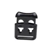 Small Double Hole Plastic Cord Locks End Spring Stop Toggle 10 Pieces Black