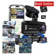 Advanced 2-in-1 Dash Cam: 360° View, Wi-Fi & G-Sensor for Ultimate Protection