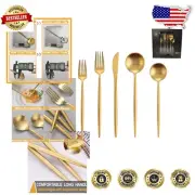 Stylish Stainless Steel Matte Gold Silverware Set for 4 - 20 Pieces in Gift Box