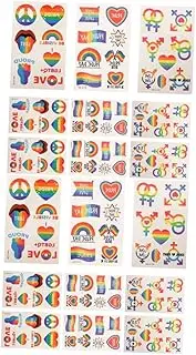 ASAKKURA 18 Sheets Rainbow Tattoo Stickers Pride Body Stickers Pride Decorations Pride Ally Sign Gay Pride Rainbow Love Lgbt Temporary Lgbtq Tattoo Copper Plate Stickers