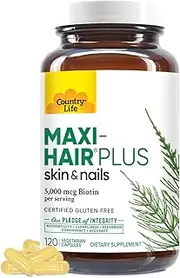 Country Life Maxi Hair Plus 5,000 mcg Biotin 120 VegiCaps