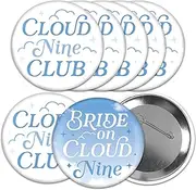 [Big Dot of Happiness] On Cloud 9-3 inch Bridal or Bachelorette Party Badge - Pinback Buttons - Set of 8, Metal, no gemstone