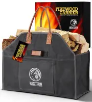 MOUNTAIN GRILLERS Heavy Duty Canvas Firewood Carrier - Features Reinforced Ha...