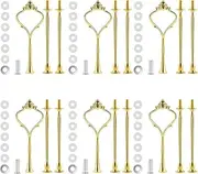 6 Set Cake Stand Hardware Kit Tiered Tray Hardware Fittings 3 Tier Cake Stand Holder for Weeding,Party,Fruit Plate Handle,Cupcake Trays Serving Stand-Gold