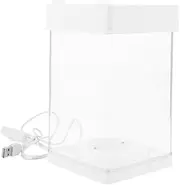 Toyvian Transparent Small Fish Tank with Light Lightweight Desktop Aquarium for Home Office Decor for Betta Fish Shrimp Chic Miniature Aquatic Landscape