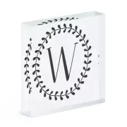 Letter W Floral Wreath Alphabet Acrylic Photo Block Frame Flowers