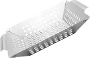 Stainless Steel Grill Pan Convenient Grill Topper for BBQ Camping Outdoor Cooking Wear Resistant Tray with Cooking Surface for Meat Vegetables More