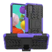 Samsung Galaxy A51 Case, Shockproof Heavy Duty Tough Kickstand Protective Rugged Case Cover (Purple)