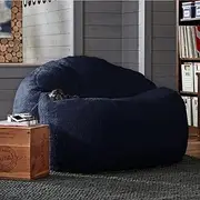Giant Bean Bag Chair Cover,1/2 Seat Big Bean Bag Sofa Bed Pouf No Filling Stuffed Giant Beanbag Ottoman Relax Lounge Chair Tatami Futon Floor Seat Furniture (Color : Dark Blue, Size : 135cm-cover)