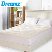 Dreamz Mattress Topper Protector 100% Cotton Wool Underlay Reversible Single Size