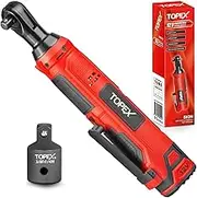 TOPEX 3/8" 12V Cordless Electric Ratchet Wrench 45NM 300RPM Variable Speed & LED Light, Electric Ratchet Driver Power Ratchet Tool Repair Tool w/Battery & Charger