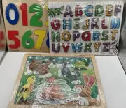NEW Melissa & Doug Wooden Puzzles Lot Of 3