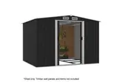 PlantCraft Galvanised Steel Garden Shed 2.58 x 2.07 x 2.02m, with 2 Sliding Doors, 4 Air Vents, Gable Roof, Floor Frame