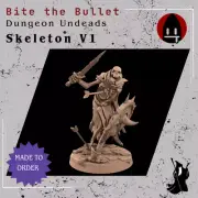 Skeleton Undead V1 DnD Miniature D&D Mini Tabletop RPG 3D Printed Fantasy Model