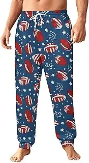 [Generic] Men's Sweatpants, Stars and Stripes Football Pattern-65, Polyester Joggers, Sweatpants Jogging Pants for Workout Running