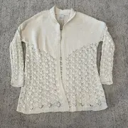 Sundance NWT Ingrid Knit Open Front Cardigan Cotton Ivory Womens Large