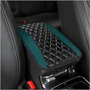 Moly Magnolia Car Center Console Cushion Pad, Universal Leather Waterproof Armrest Seat Box Cover Protector,Comfortable Car Decor Accessories Fit for Most Vehicle SUV (Blackish Green)