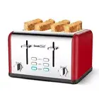 Toaster 4 Slice Stainless Steel Extra-Wide Slot Toaster with Dual Control Panels