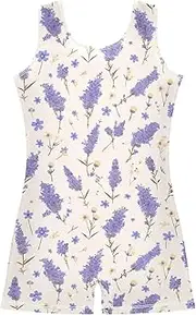 [FRODOTGV] Lavender White Leotards for Girls Gymnastics Toddler Tumbling Outfit for Training, Yoga, Tumbling