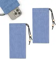 Gosknor 2pcs EMF Blocking Phone Sleeves, EMF Protection Phone Pouch EMF Shield Bag Anti Radiation Signal Blocking Case Security Pouch for Cell Phone, Drawstring Closure, 4x8 inch Blue