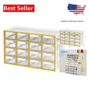 16-Drawer Stackable Organizer Cabinet - Versatile Craft & Parts Storage - Yellow