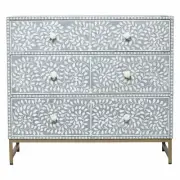 gray floral pattern 3 drawer bone inlay dressers ,bone inlay furniture