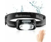 Powerful LED Headlamp with Motion Sensor IPX6 Waterproof 4 Lighting Modes USB Rechargeable Professional Headlamp for Camping Hiking Running