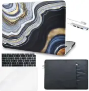 YEMINI MacBook Air 13 2021,2020,2019,2018 Release A1932. Grey Gold Marble. New!