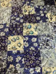 Handmade Patchwork Blue Christmas/Holiday Lap Quilt,Throw,36 x 48 inches