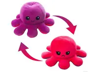 Plush Octopus Reversible Cute Flip Soft Toy Gift Happy Sad Pink Blue