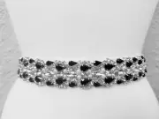 Wedding Belt, Bridal Belt, Crystal Rhinestones, Opal & BLACK Stones