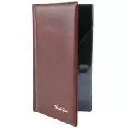 MENU SOLUTIONS BROWN RESTAURANT CHECK 9" HOLDER W/ "THANK YOU" GOLD PRINT (ONE)