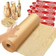 Honeycomb Packing Paper Wrap 15''X328' with 48 Fragile Sticker Labels