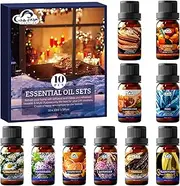 Winter Essential Oil Set,10 Pcs Holiday Fragrance Oils for Diffusers for Home, Laundry, Candle Making, Aromatherapy, Humidifiers - Frankincense, Lavender, Vanilla, Cinnamon, Chamomile and More