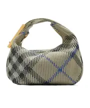 Burberry Mini Peg Checked Top Handle Bag One size moss color