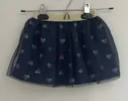 Carters Baby Girls Gold Waistband Rainbow Hearts Tulle Pull On Skirt Navy 24 M