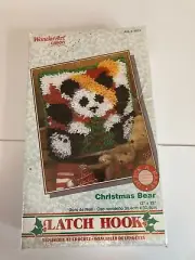 Wonderart Caron Latch Hook Kit, 12" X 12", Christmas Bear Panda NEW Sealed