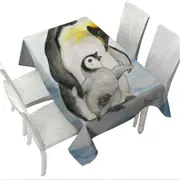 Cute Animal Art Drawings Penguins Holding Hands Tablecloth