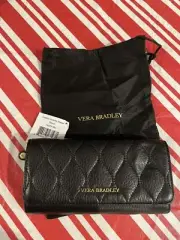 Vera Bradley quilted Audrey wallet black genuine leather Nwt