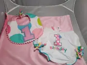 1st Birthday Outfit Bib Bloomers Mud Pie Girl