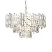 Eglo Calmeilles Modern 3 Tier Small 10LT E14 Crystal Pendant Light - Chrome