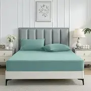 Lakora Fitted Sheet Set,1000TC Microfiber Soft Bedding - Deep Pocket(35CM),3-Piece Set Without Flat Sheet (Frost,King)