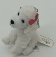 NWT Russ Toy Poodle Mini White Dog Keyring Keychain Clip