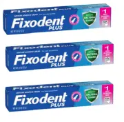 BL Fixodent Denture Adhesive Plus Breath Bacteria Guard 2oz each *Three Pack*