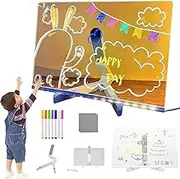 Kivvy Magic Board, 2025 New Magicboard Where Creativity Lights Up,Magicboard - Magic Drawing Board,Luminous DIY Acrylic Message Boards,Light Up Drawing Boards with Stand＆7 Markers (L:11.81in*7.87in)