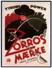 The Mark Of Zorro poster Tyrone Power on Danish poster 1940 Old Movie Photo
