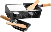 Cabilock 1Set Mini Cheese Melting Pan Non Stick Grilling Tool with Wooden Handle for Outdoor Camping for Melting Cheese with Tea Candle Not Included