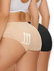 [Zimi Collection] 2pack Butt Lifter Panties Underwear for Women with Removable Pads Seamless Booty Pads Hip Enhancer Panty