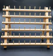 June Tailor Sewing Thread Spool Holder Wood Standing Rack Folding Legs 60 Spools