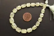 13 inch strand of natural Prehnite Octagon Faceted 12x9x4-8x6x4mm beads.